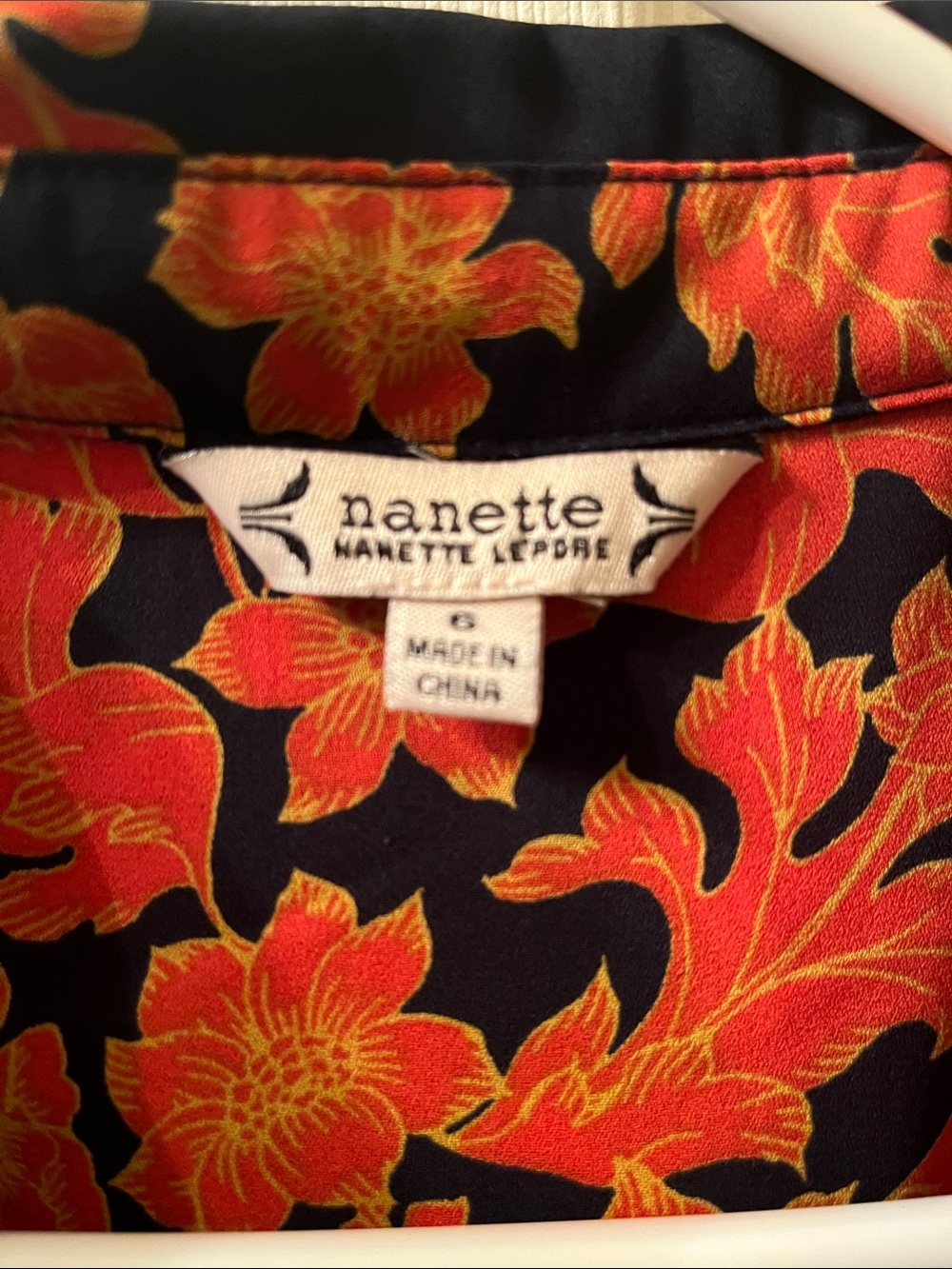 Nanette Lepore Navy Dress with Orange Floral Pattern - Picture 5 of 5